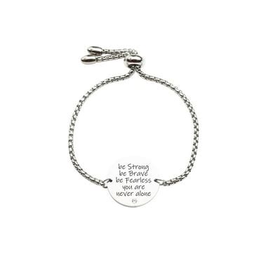 stainless bracelets by pink box accessories stainless steel coura|Solid Stainless Steel Open Cable Inspirational Charm Bracelet By .